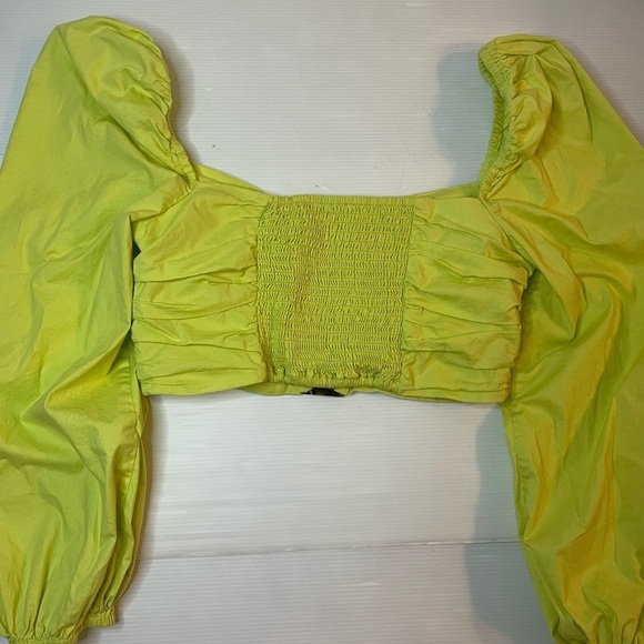 Lovers and Friends Delilah Crop Long Sleeve Lime Green Top Size Medium - Picture 6 of 9